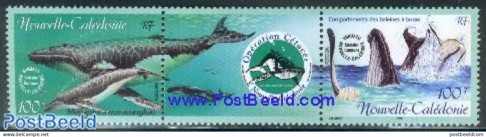 New Caledonia 2001 Whales 2v+tab [:T:], Mint NH, Nature - Sea Mammals - Ungebraucht