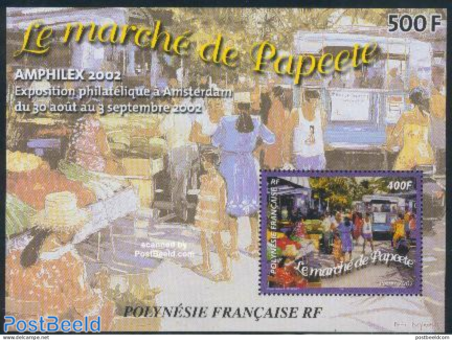 French Polynesia 2002 Amphilex 2002 S/s, Mint NH, Transport - Various - Automobiles - Motorcycles - Street Life - Neufs
