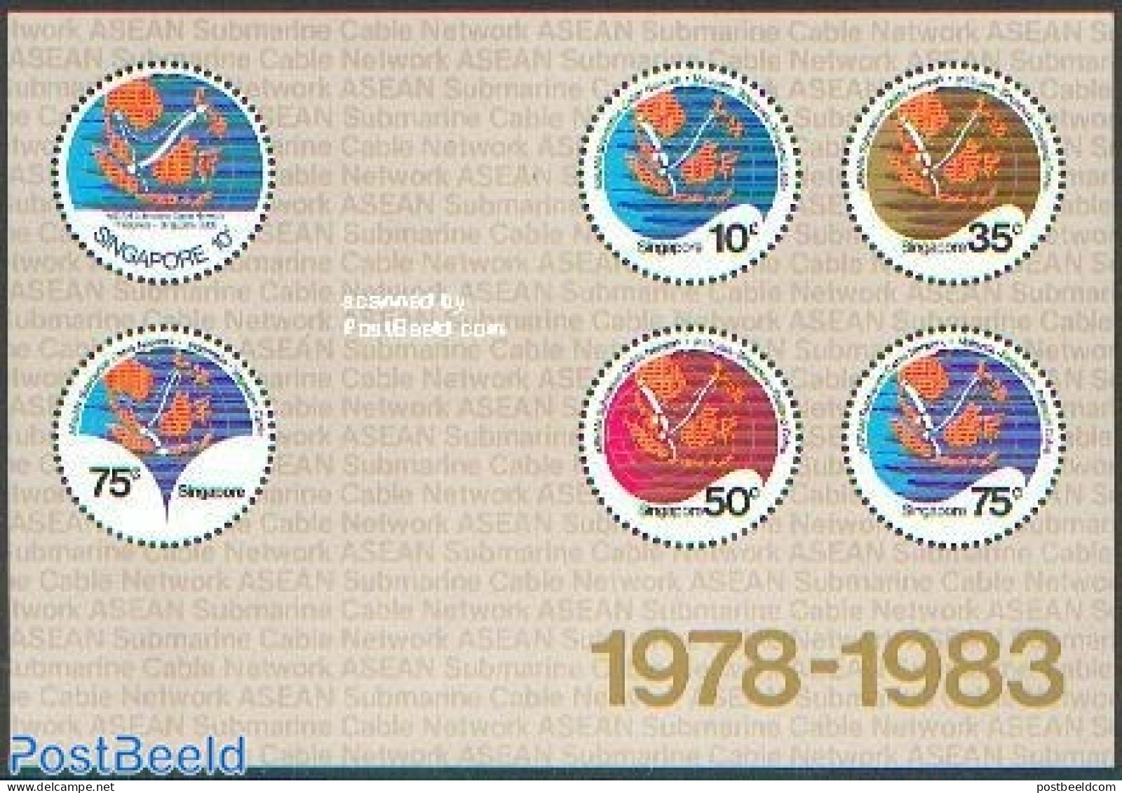 Singapore 1983 Sea Cable S/s, Mint NH, Science - Various - Telecommunication - Maps - Round-shaped Stamps - Telecom