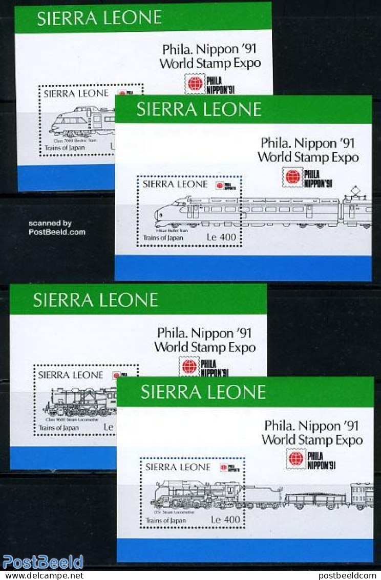 Sierra Leone 1991 Philanippon 4 S/s, Locomotives, Mint NH - Other & Unclassified