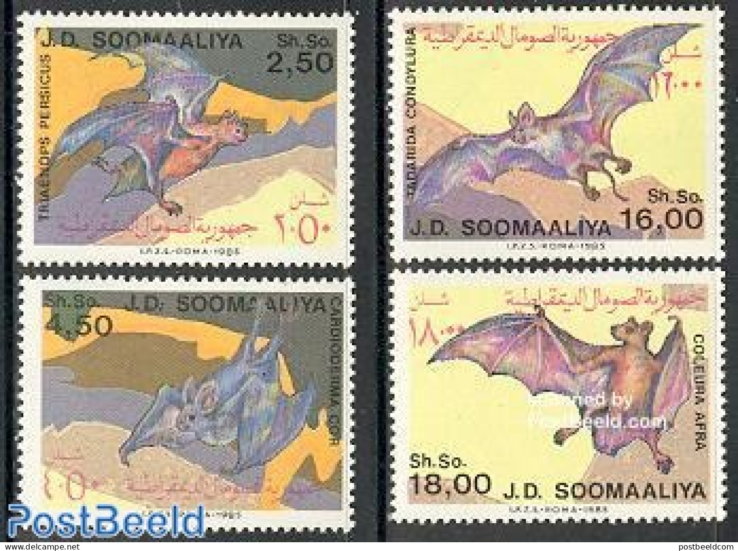 Somalia 1985 Bats 4v, Mint NH, Nature - Animals (others & Mixed) - Bats - Somalia (1960-...)