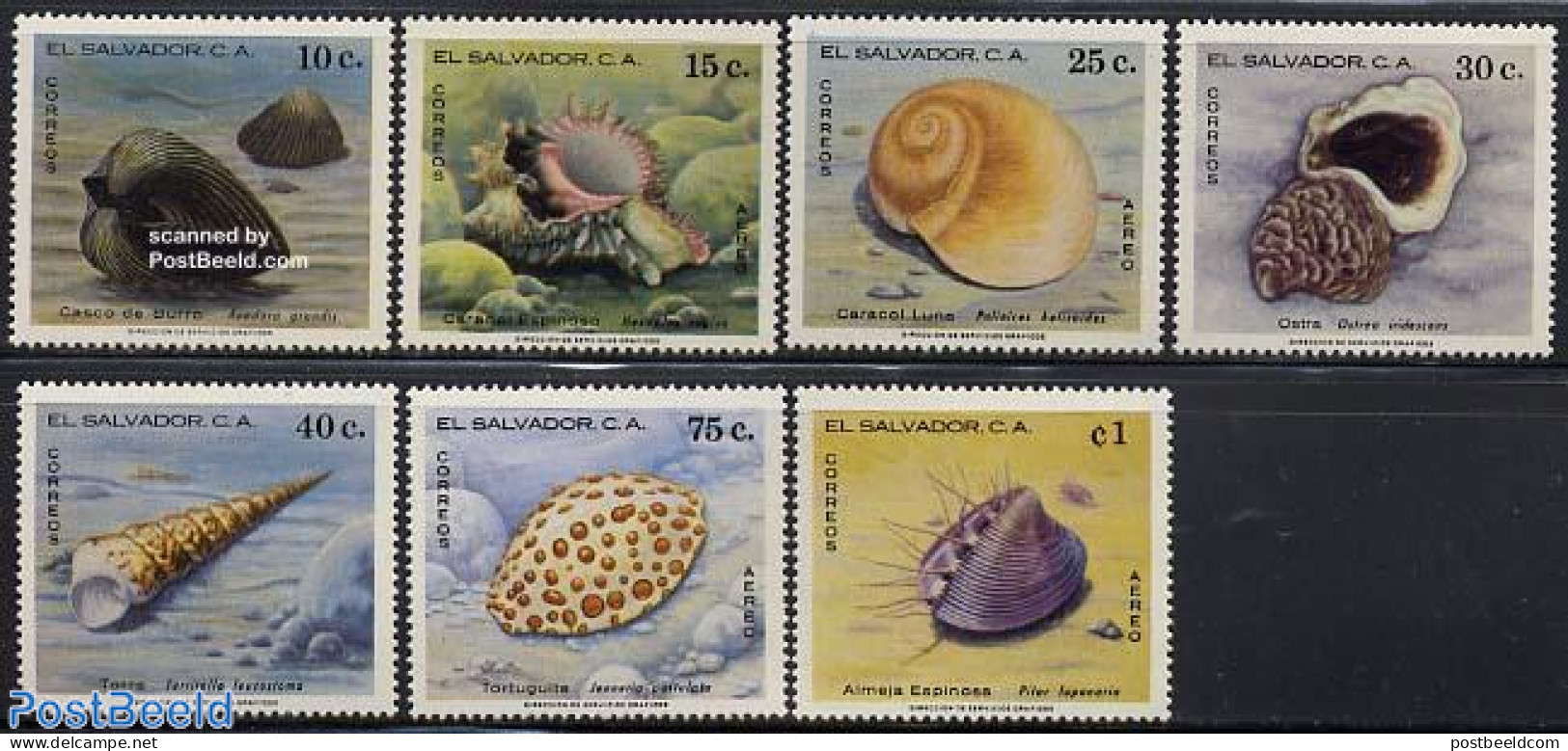El Salvador 1980 Shells 7v, Mint NH, Nature - Shells & Crustaceans - Mundo Aquatico