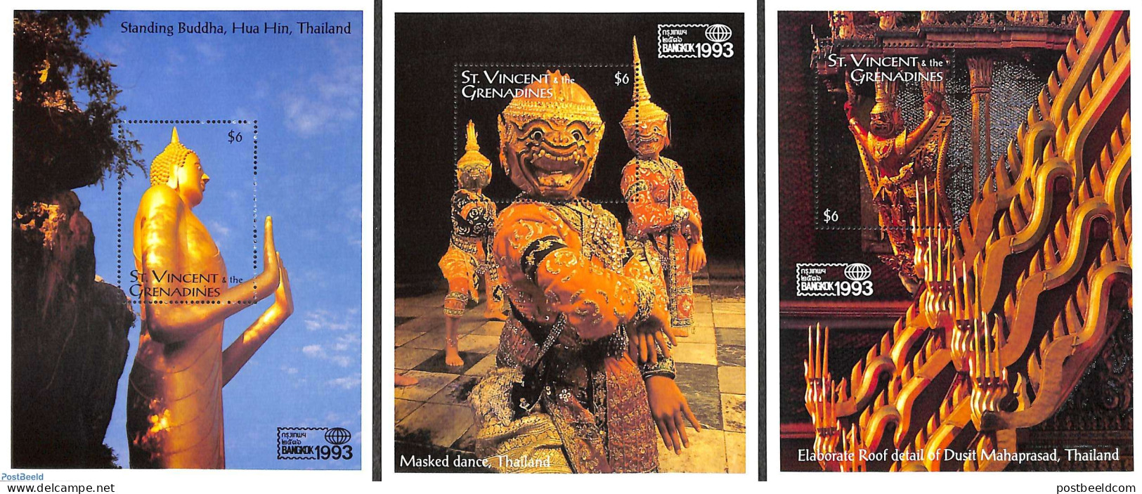 Saint Vincent 1993 Bangkok 93 3 S/s, Mint NH - St.Vincent (1979-...)