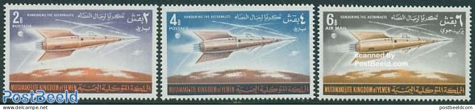 Yemen, Kingdom 1964 Space Flights 3v, Mint NH, Transport - Space Exploration - Other & Unclassified