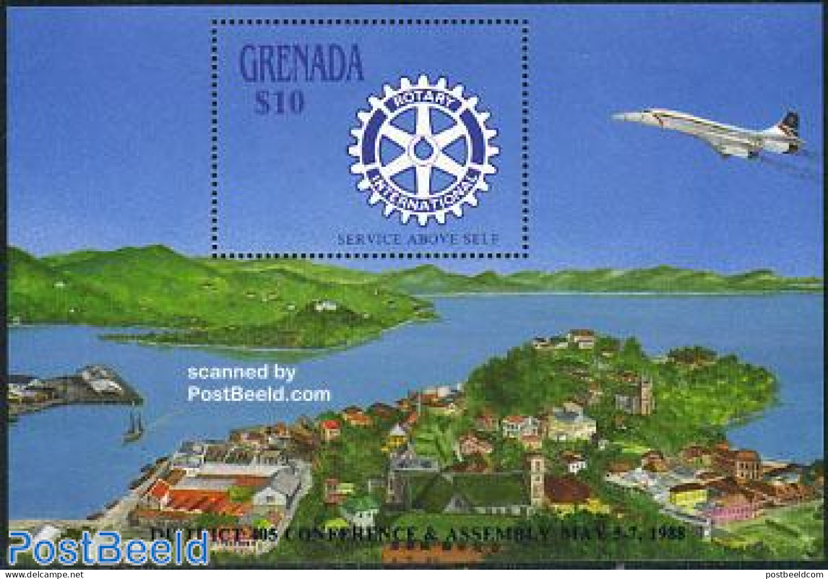 Grenada 1988 Rotary Conference S/s, Mint NH, Transport - Various - Aircraft & Aviation - Rotary - Airplanes