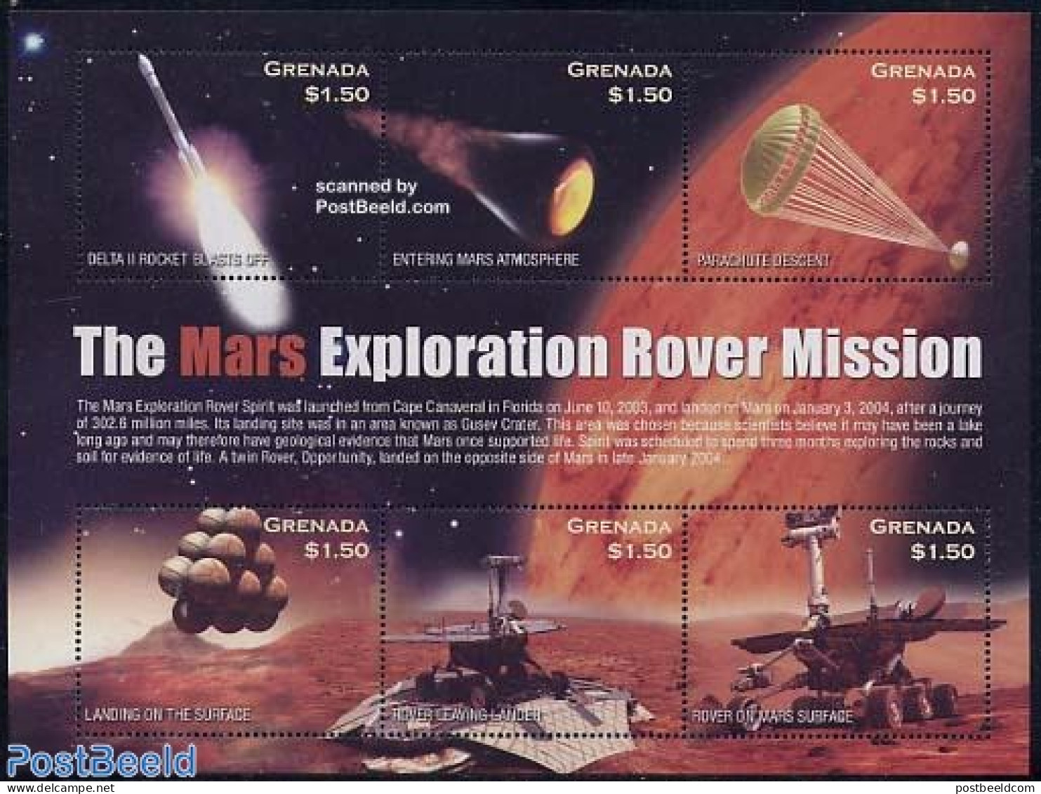Grenada 2004 Mars Developments 6v M/s, Mint NH, Transport - Space Exploration - Other & Unclassified