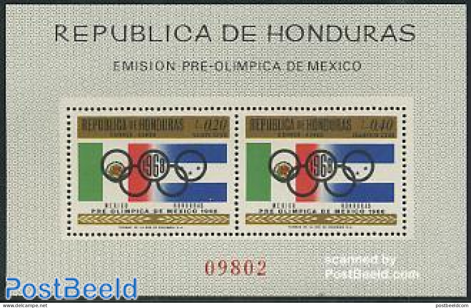 Honduras 1968 Olympic Games S/s, Mint NH, History - Sport - Flags - Olympic Games - Honduras