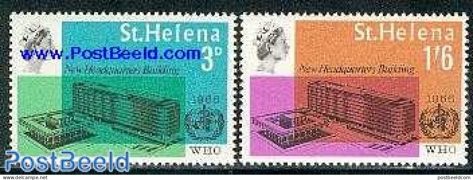 Saint Helena 1966 New WHO Building 2v, Mint NH, Health - Health - Saint Helena Island