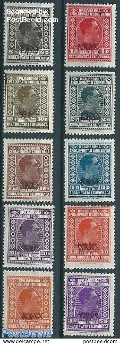 Yugoslavia 1928 Flooding Stamps XXXX Overprinted 10v, Unused (hinged), History - Disasters - Ongebruikt