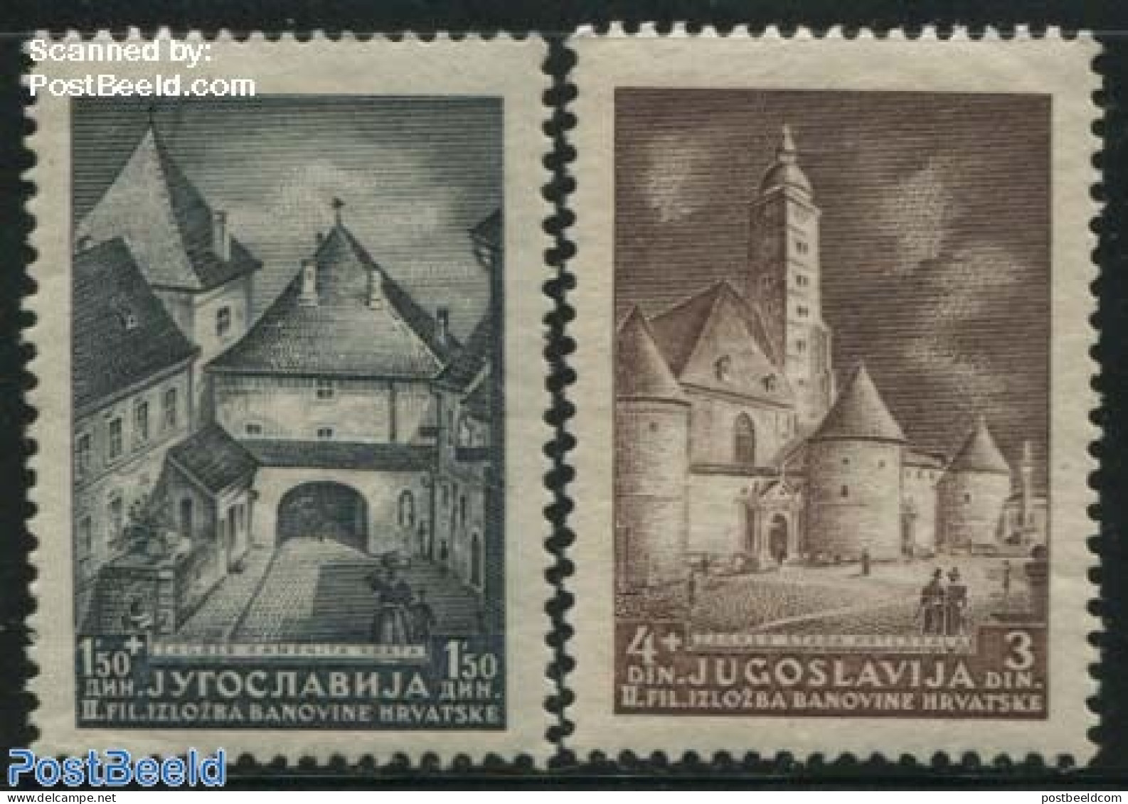 Yugoslavia 1941 Slavonski Brod Phil. Exposition 2v, Mint NH, Religion - Churches, Temples, Mosques, Synagogues - Art -.. - Neufs