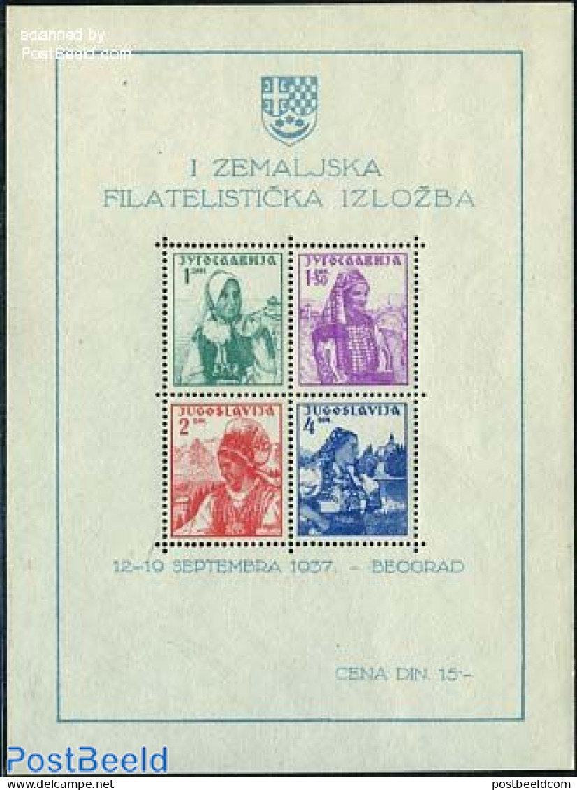 Yugoslavia 1937 Beograd Exposition, Costumes S/s, Mint NH, Various - Philately - Costumes - Unused Stamps