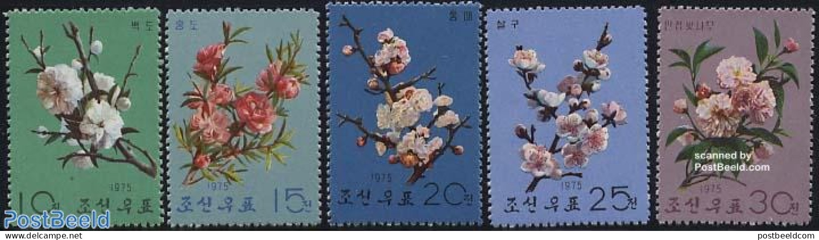 Korea, North 1975 Tree Flowers 5v, Mint NH, Nature - Flowers & Plants - Korea, North