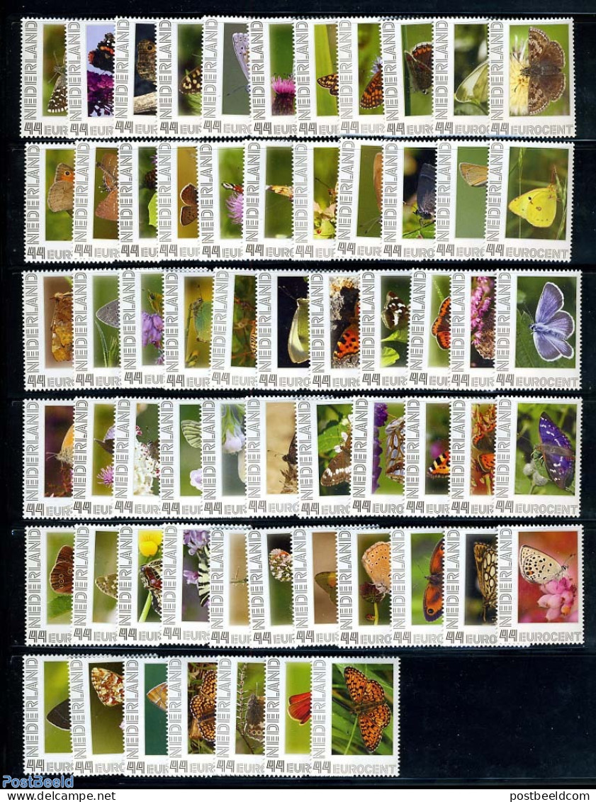 Netherlands - Personal Stamps TNT/PNL 2009 Butterfliues In The Netherlands 62v, Mint NH, Nature - Butterflies - Other & Unclassified