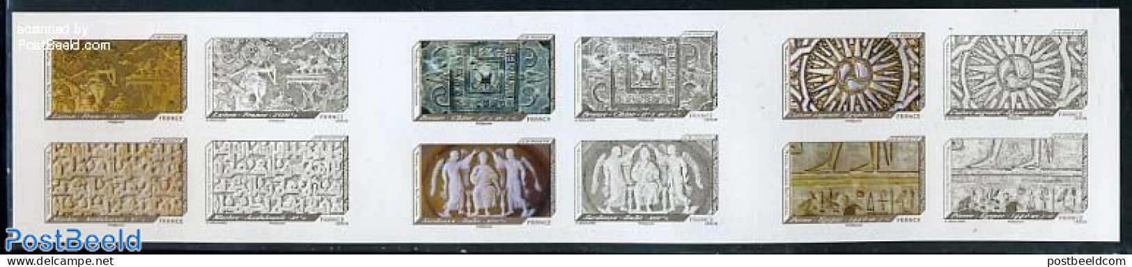 France 2012 Reliefs From Louvre Museum 12v S-a In Booklet, Mint NH, Stamp Booklets - Art - Museums - Sculpture - Neufs