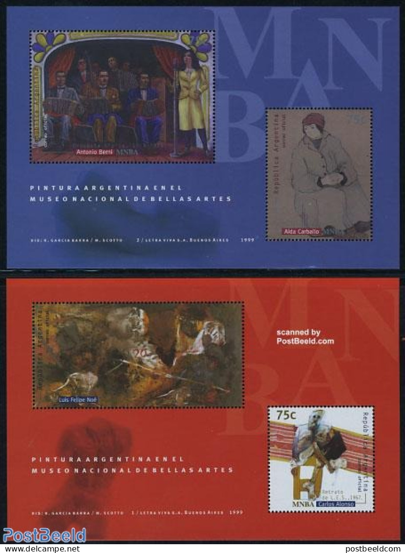 Argentina 1999 Art Museum 2 S/s, Mint NH, Performance Art - Music - Art - Paintings - Unused Stamps