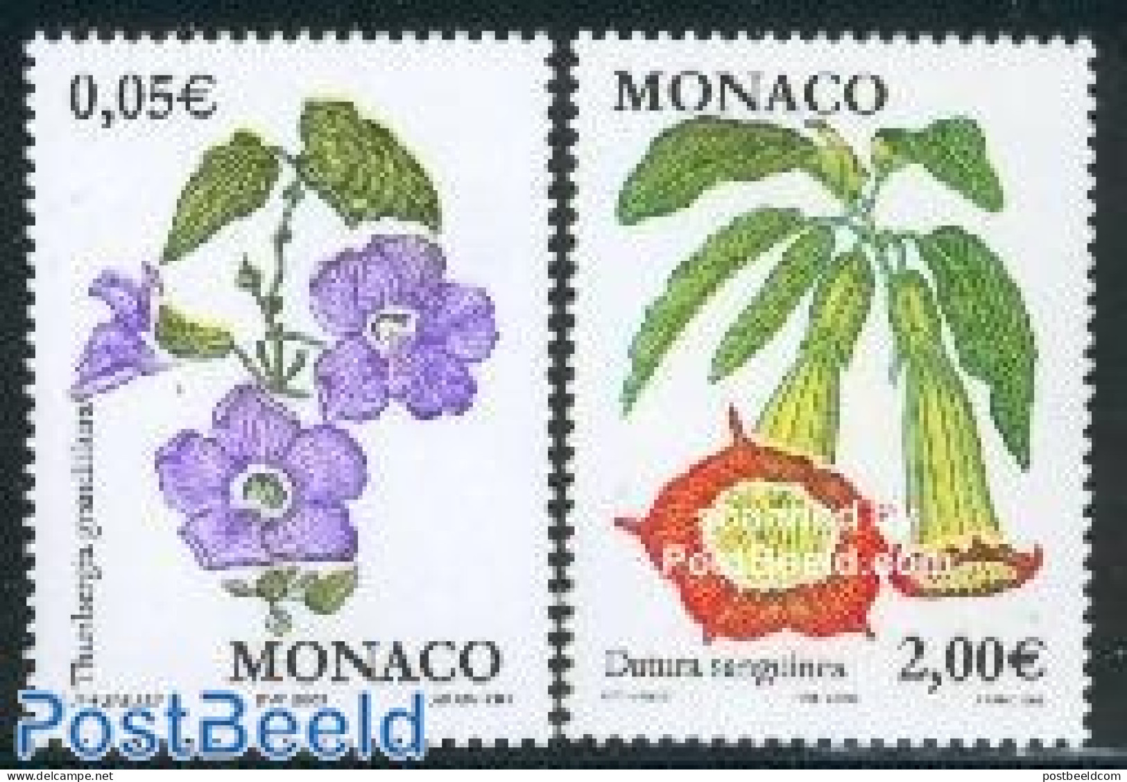 Monaco 2002 Definitives, Flowers 2v, Mint NH, Nature - Flowers & Plants - Unused Stamps