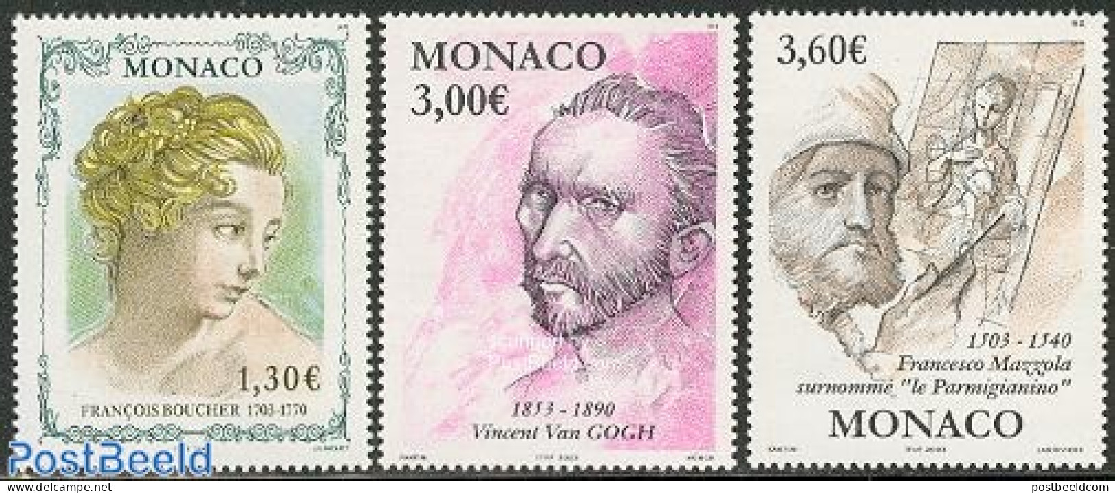 Monaco 2003 Painting Artists 3v, Mint NH, Art - Paintings - Vincent Van Gogh - Neufs