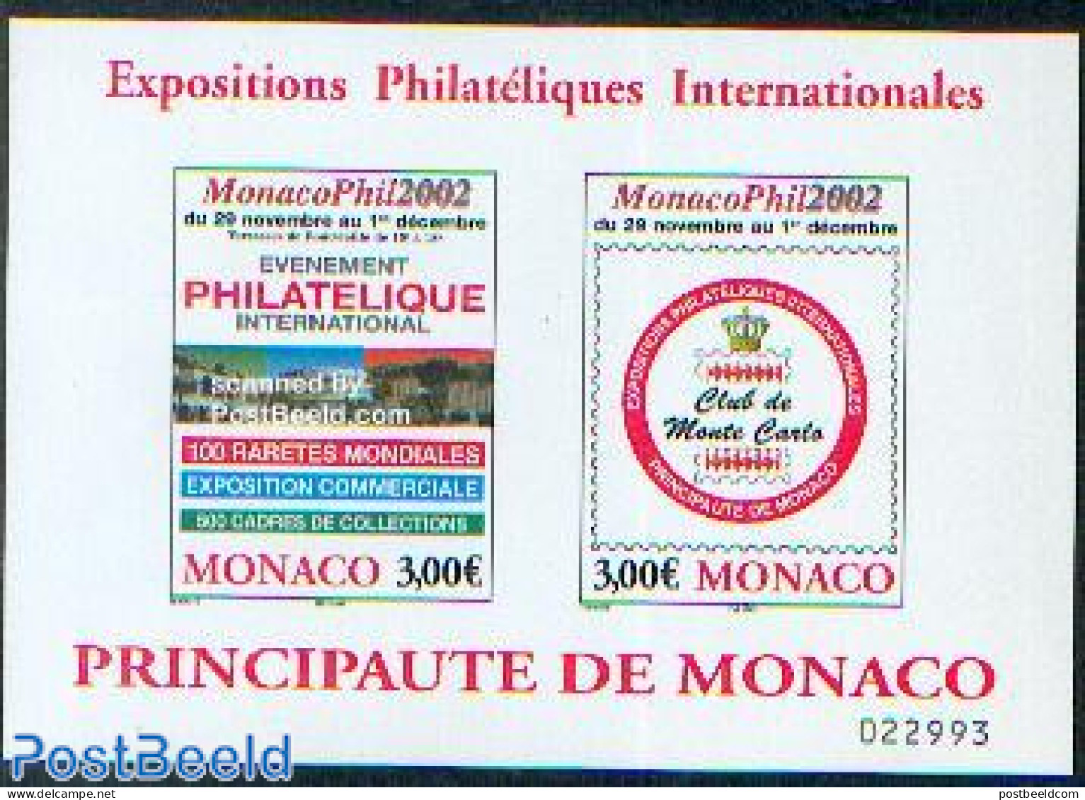 Monaco 2002 Monacofil S/s, Mint NH, Philately - Unused Stamps