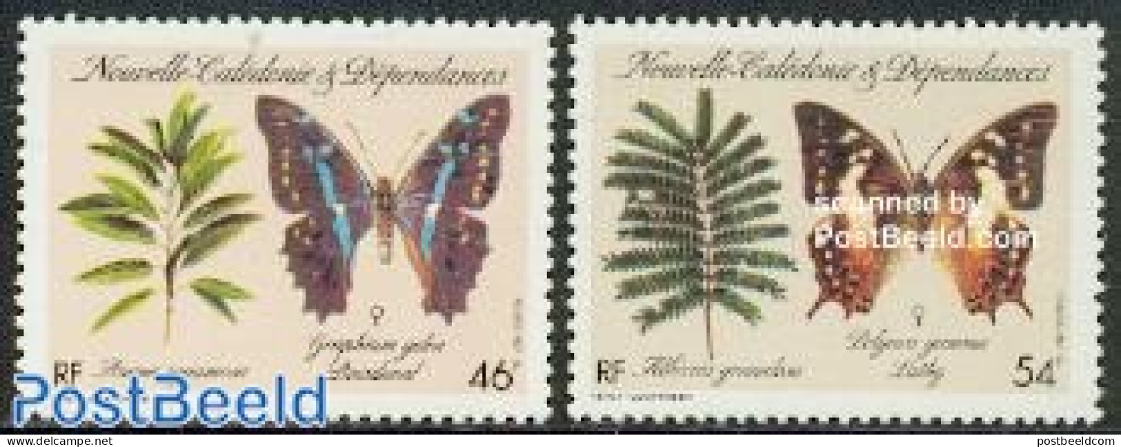 New Caledonia 1987 Butterflies 2v, Mint NH, Nature - Butterflies - Neufs