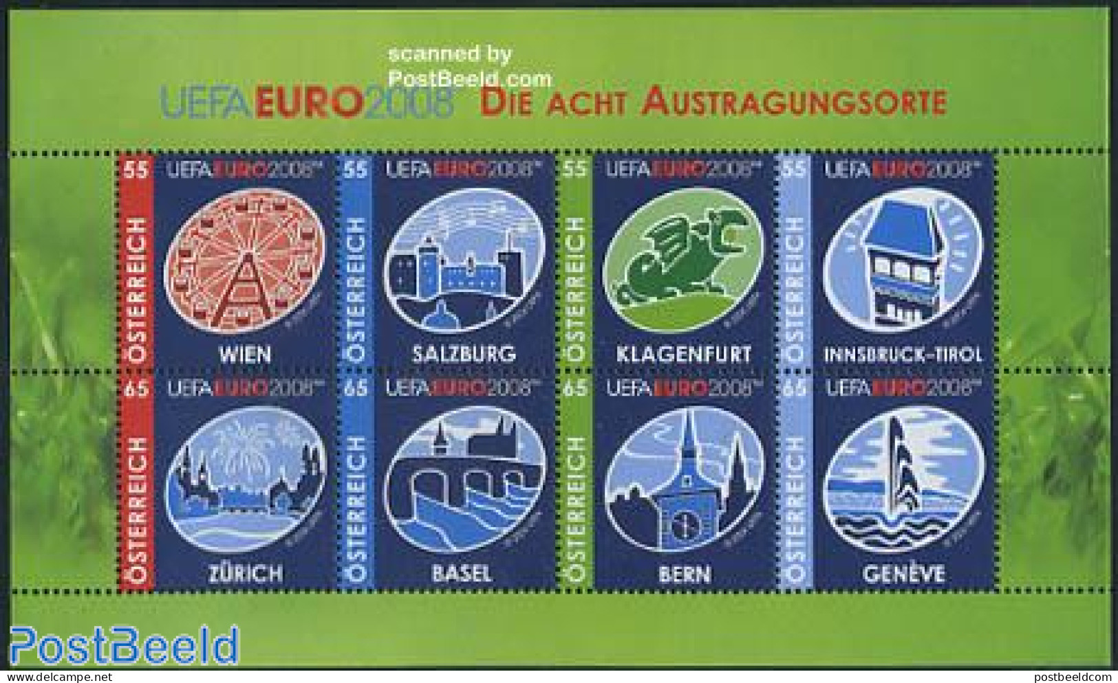 Austria 2008 EC Football 8v M/s, Mint NH, History - Sport - Various - Europa Hang-on Issues - Football - Fairs - Art -.. - Unused Stamps