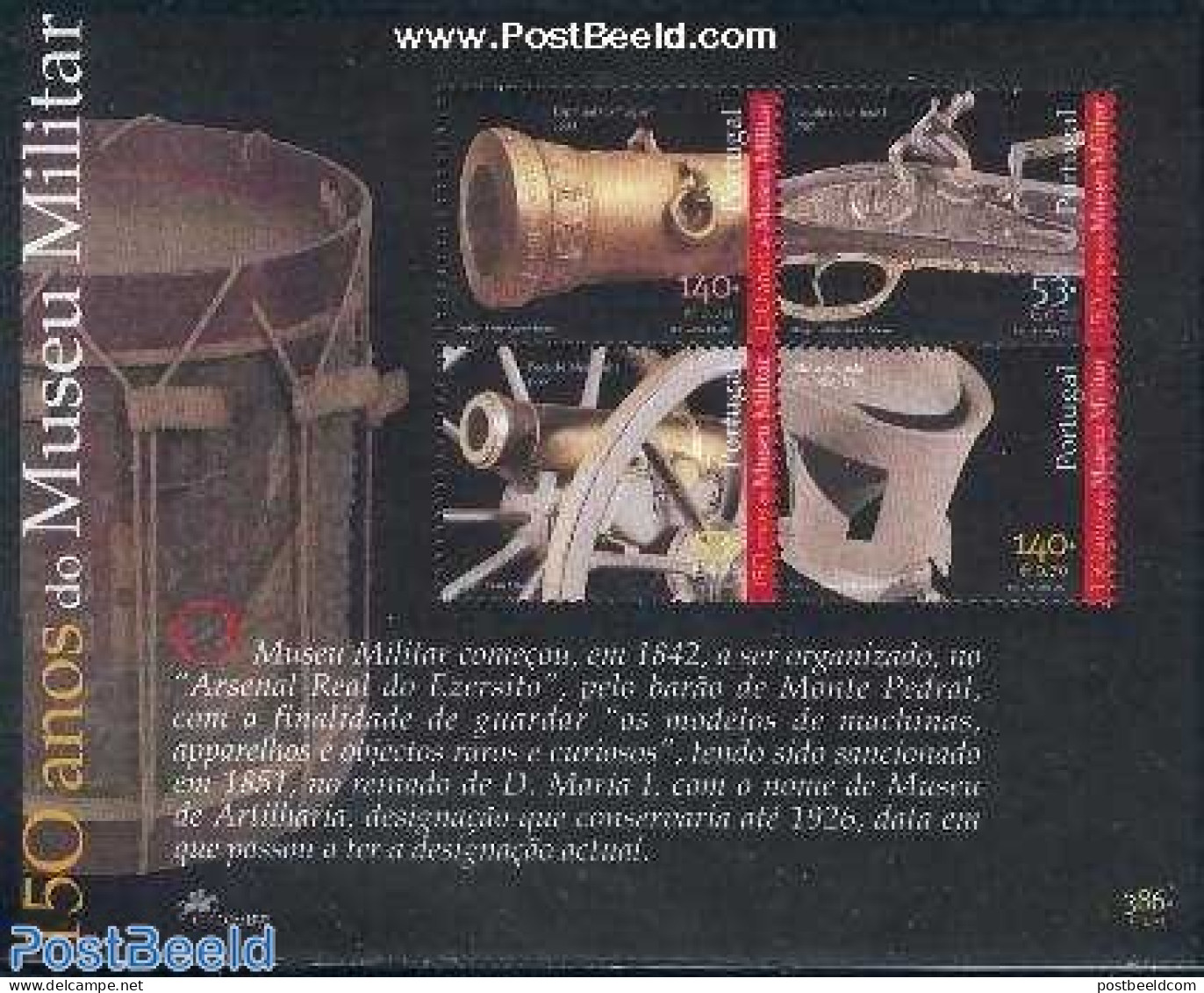 Portugal 2001 Military Museum S/S, Mint NH, History - Various - Militarism - Weapons - Art - Museums - Unused Stamps