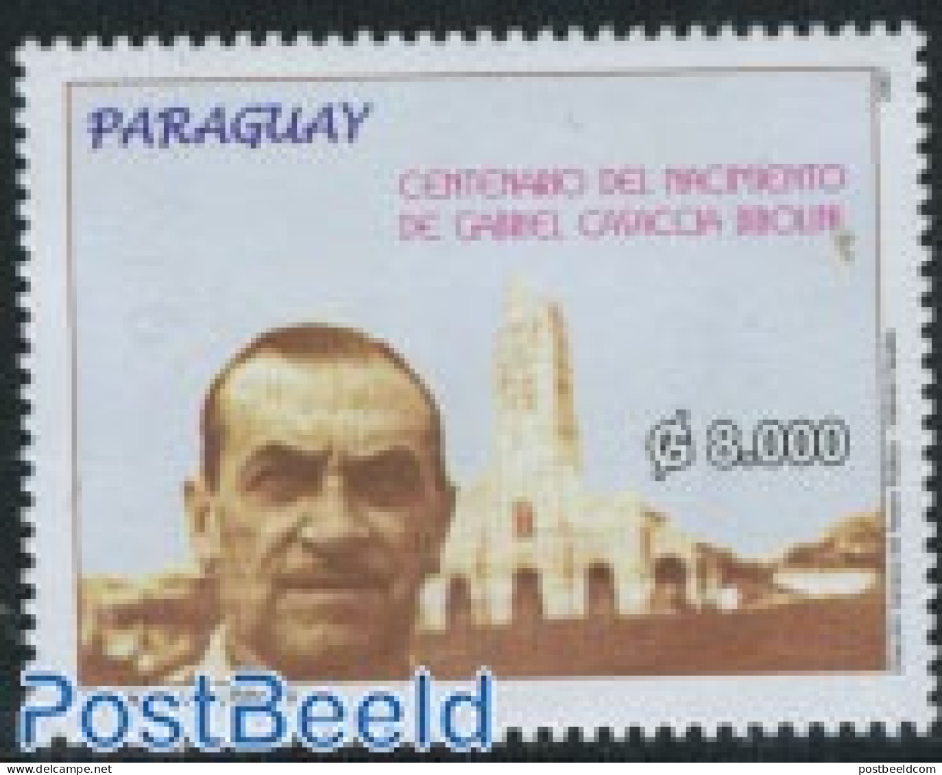 Paraguay 2007 Gabriel Casaccia 1v, Mint NH, Religion - Churches, Temples, Mosques, Synagogues - Eglises Et Cathédrales