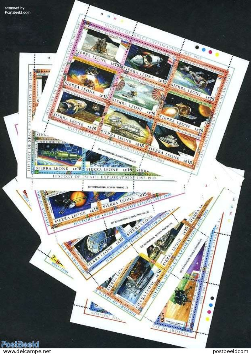 Sierra Leone 1989 Space History 54v (6 M/s), Mint NH, Transport - Space Exploration - Other & Unclassified