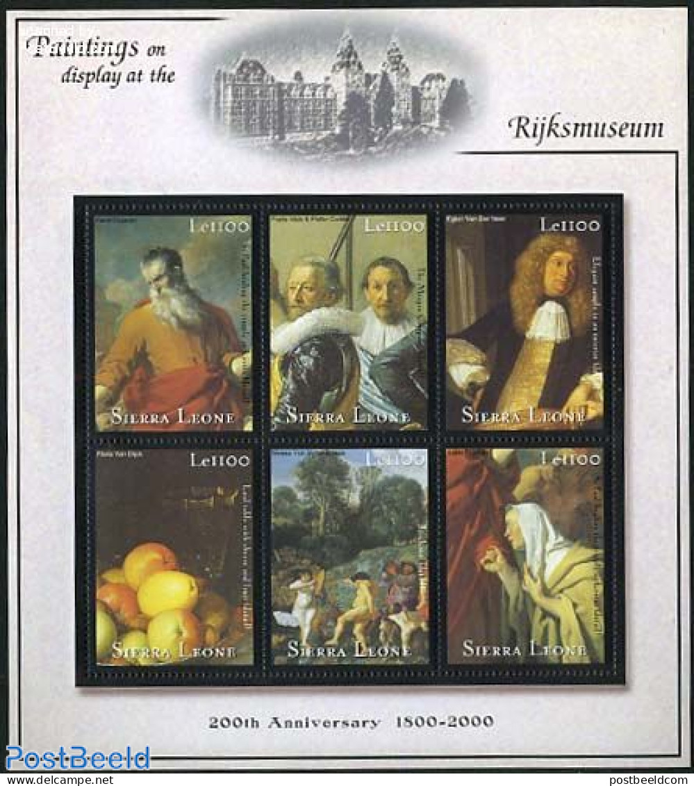 Sierra Leone 2001 Rijksmuseum 6v M/s, Mint NH, History - Netherlands & Dutch - Art - Paintings - Géographie