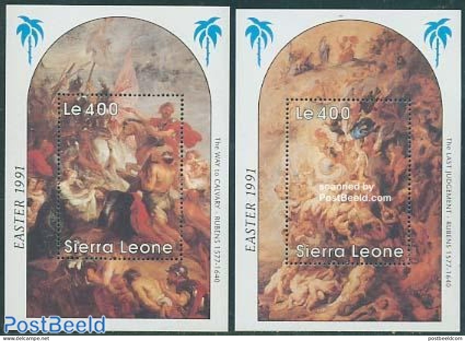 Sierra Leone 1991 Easter 2 S/s, Rubens Paintings, Mint NH, Art - Paintings - Rubens - Other & Unclassified