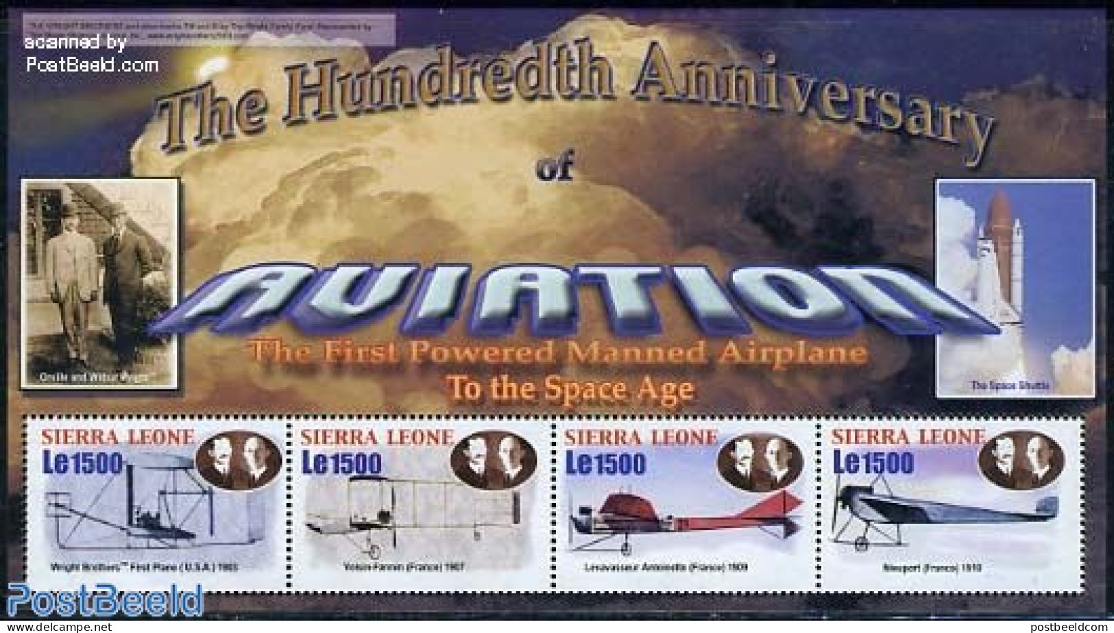 Sierra Leone 2003 Aviation Centenary 4v M/s, Mint NH, Transport - Aircraft & Aviation - Airplanes