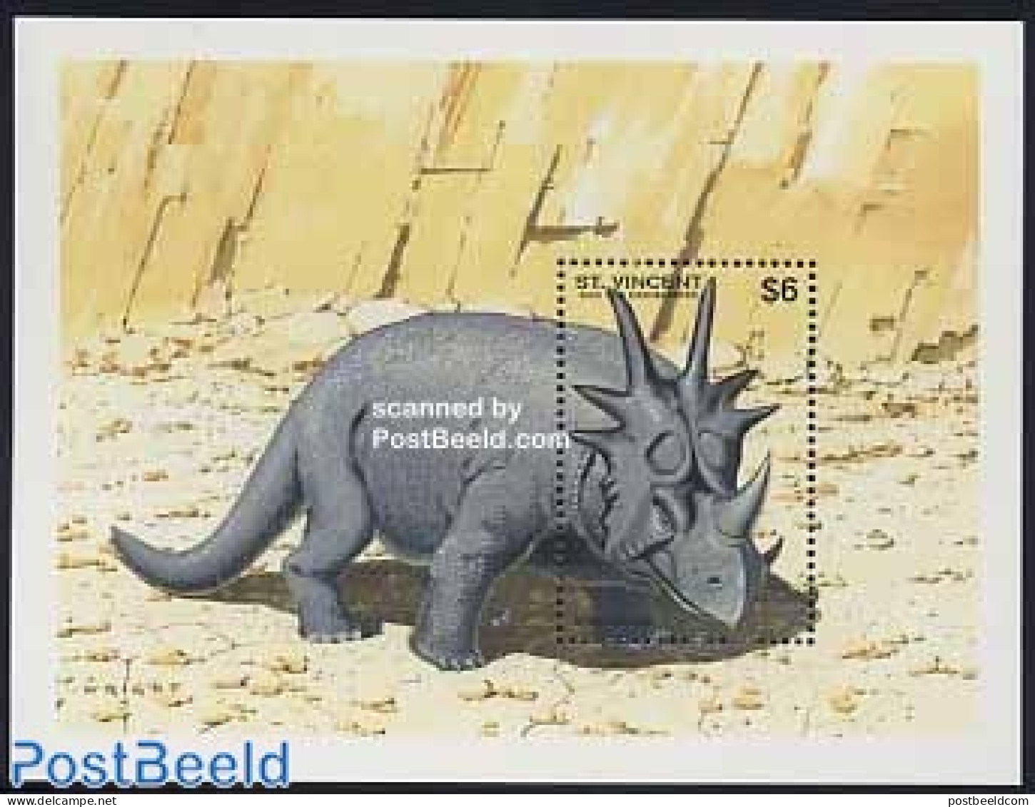 Saint Vincent 1994 Styracosaurus S/s, Mint NH, Nature - Prehistoric Animals - Vor- U. Frühgeschichte