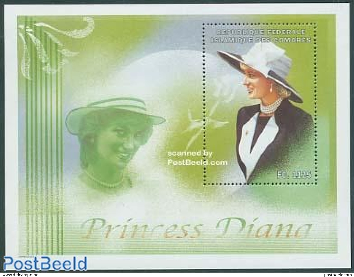 Comoros 1998 Death Of Diana S/s (black Dress), Mint NH, History - Charles & Diana - Kings & Queens (Royalty) - Royalties, Royals