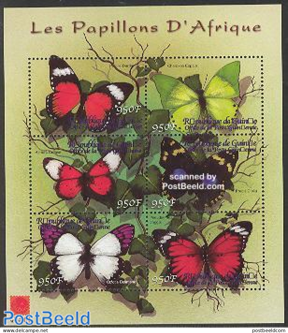 Guinea, Republic 2001 Butterflies 6v M/s, Mint NH, Nature - Butterflies - Other & Unclassified