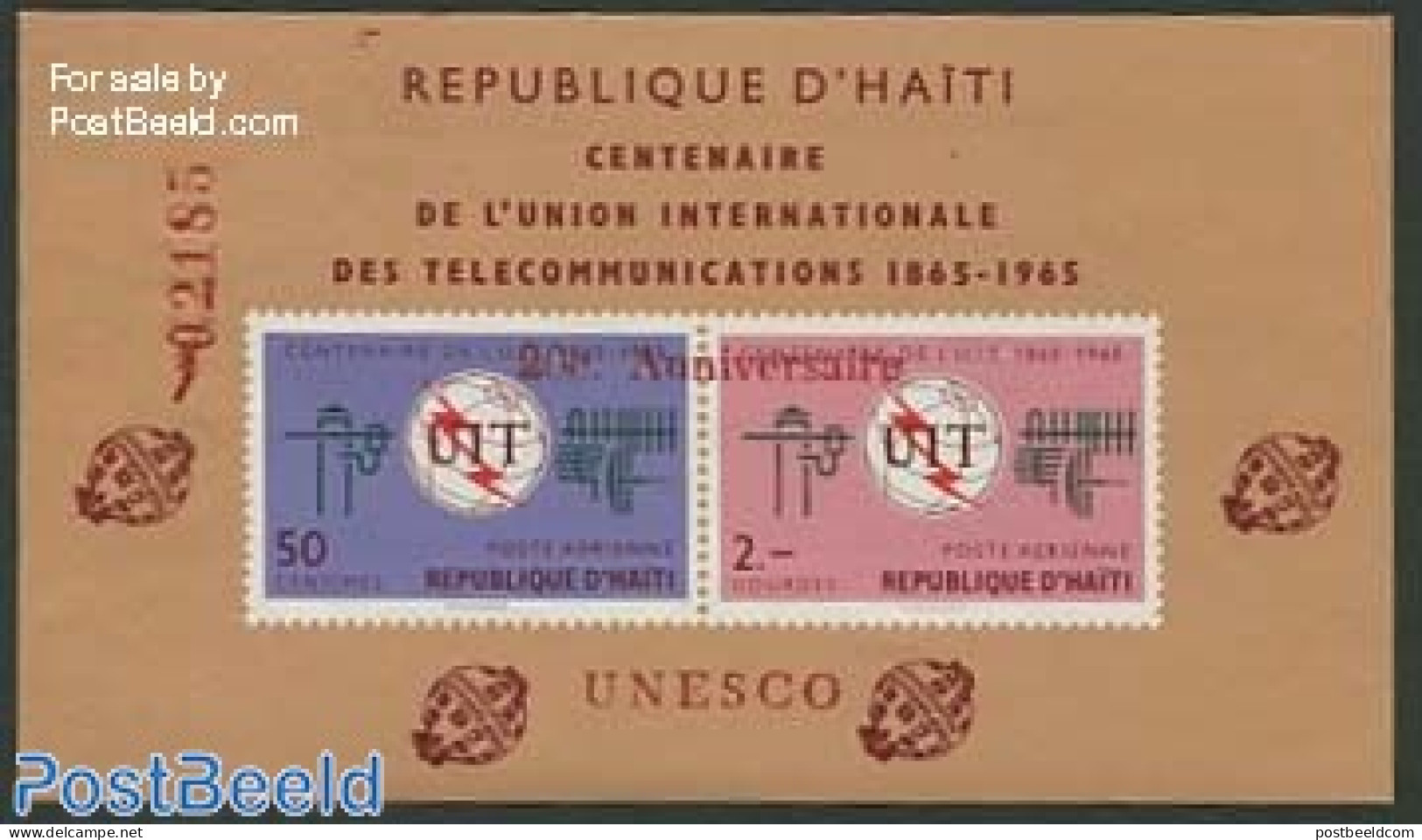 Haiti 1965 UNESCO Overprints S/s, Mint NH, History - Various - I.T.U. - Télécom