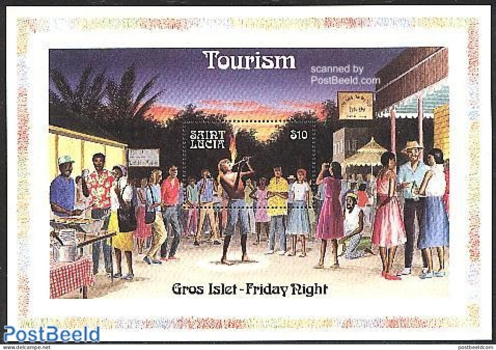 Saint Lucia 1986 Tourism S/s, Mint NH, Various - Fairs - Street Life - Tourism - Non Classés