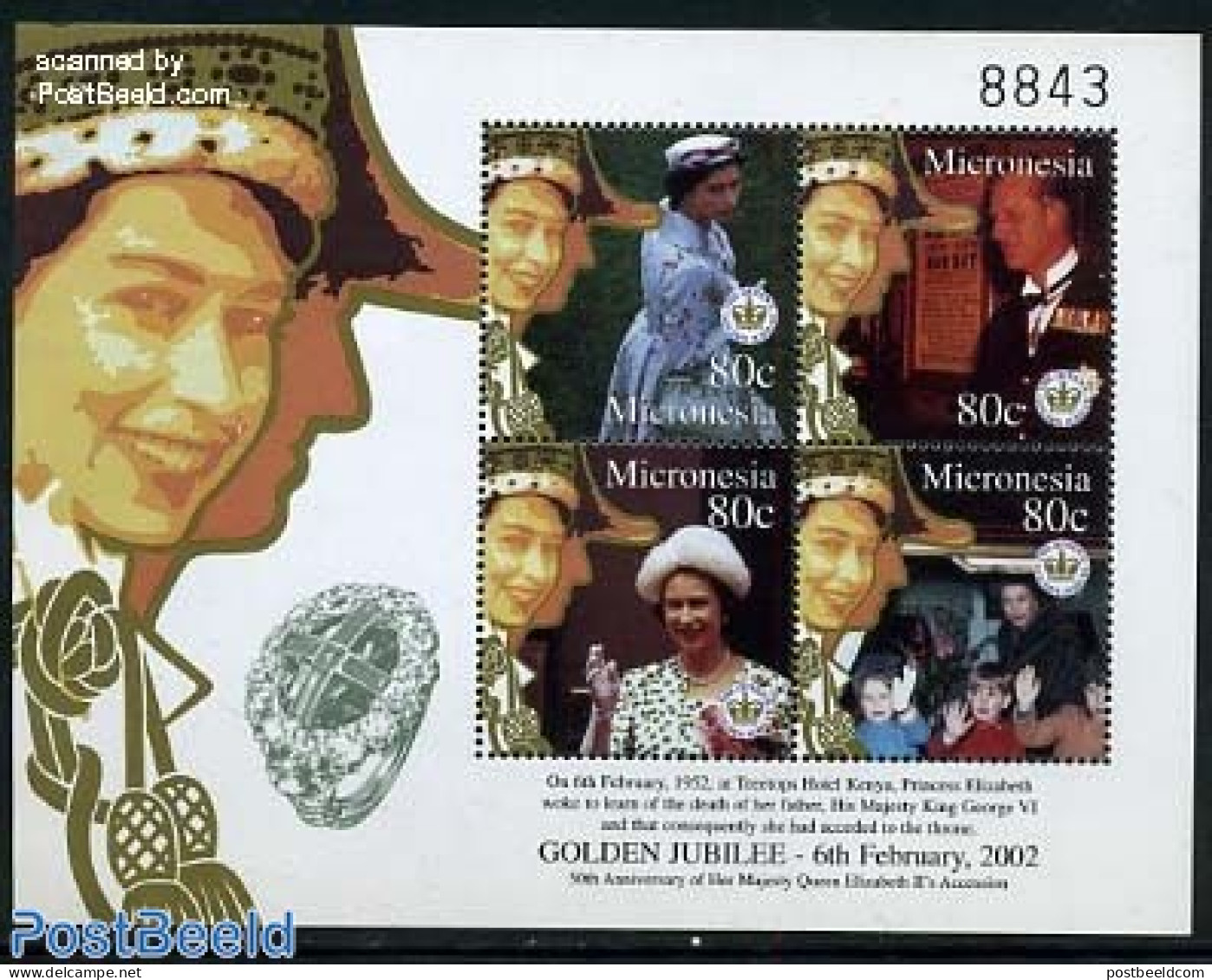 Micronesia 2002 Accession 50th Anniv. 4v M/s, Mint NH, History - Kings & Queens (Royalty) - Royalties, Royals