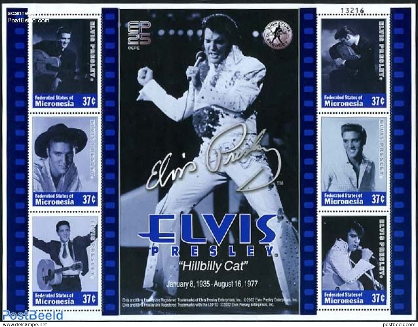 Micronesia 2002 Elvis Presley 6v M/s, Mint NH, Performance Art - Elvis Presley - Music - Popular Music - Elvis Presley