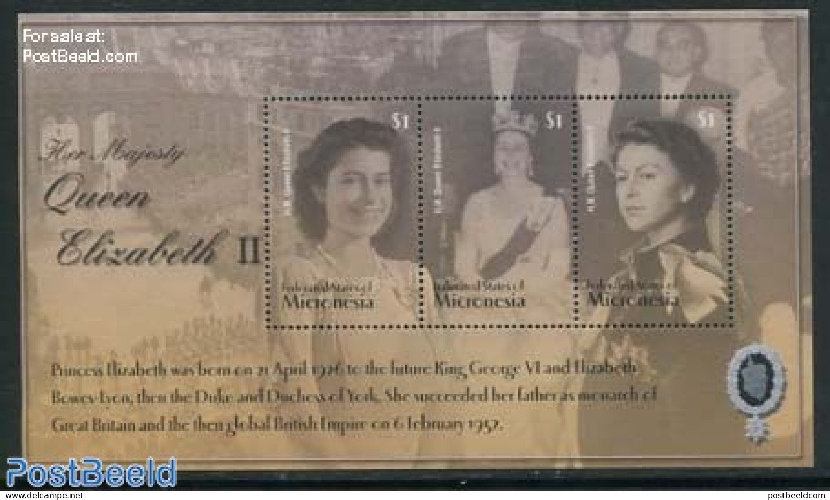 Micronesia 2003 Coronation 50th Anniv. 3v M/s, Mint NH, History - Kings & Queens (Royalty) - Royalties, Royals