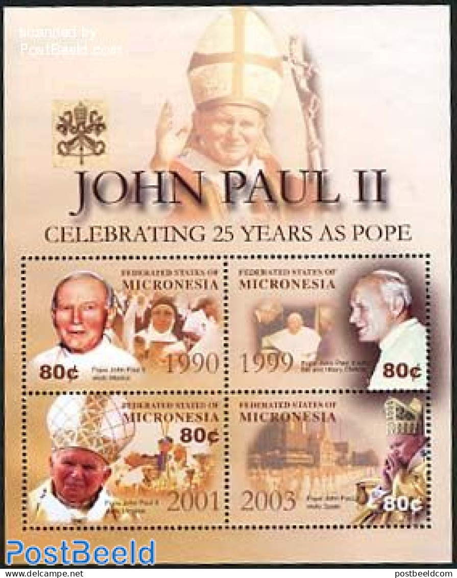 Micronesia 2004 Pope John Paul II 4v M/s, Mint NH, Religion - Pope - Religion - Popes