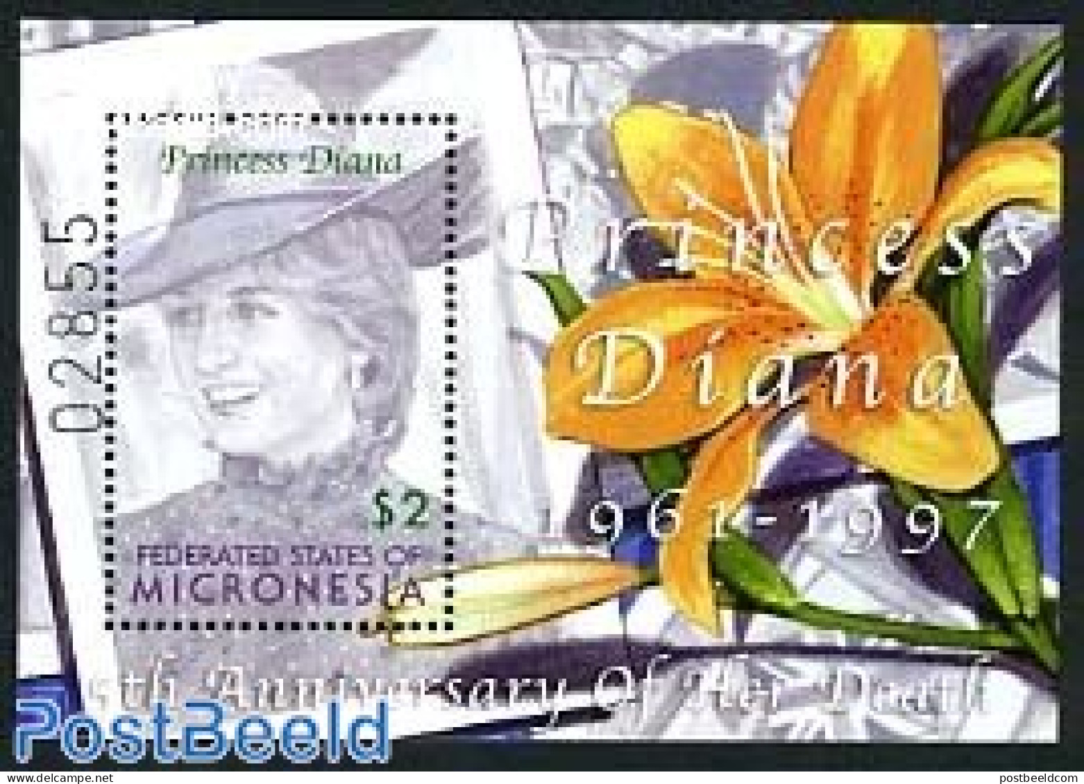 Micronesia 2002 Diana 5th Death Anniv. S/s, Mint NH, History - Charles & Diana - Kings & Queens (Royalty) - Royalties, Royals
