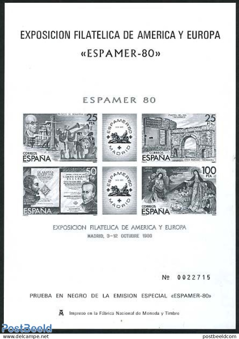 Spain 1980 ESPAMER S/s, Blackprint, Mint NH, Philately - Neufs