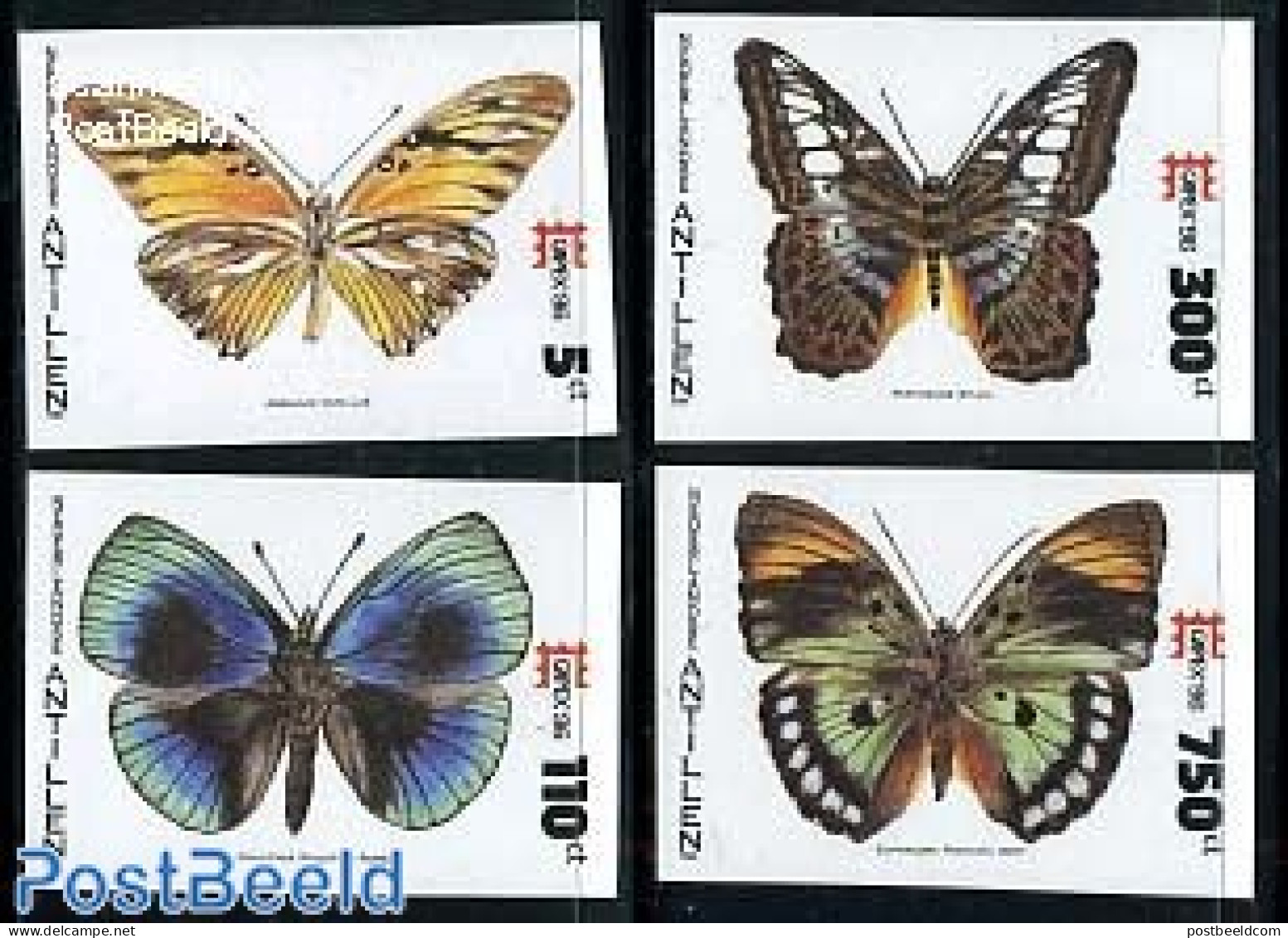 Netherlands Antilles 1996 Butterflies 4v Imperforated, Mint NH, Nature - Butterflies - Other & Unclassified