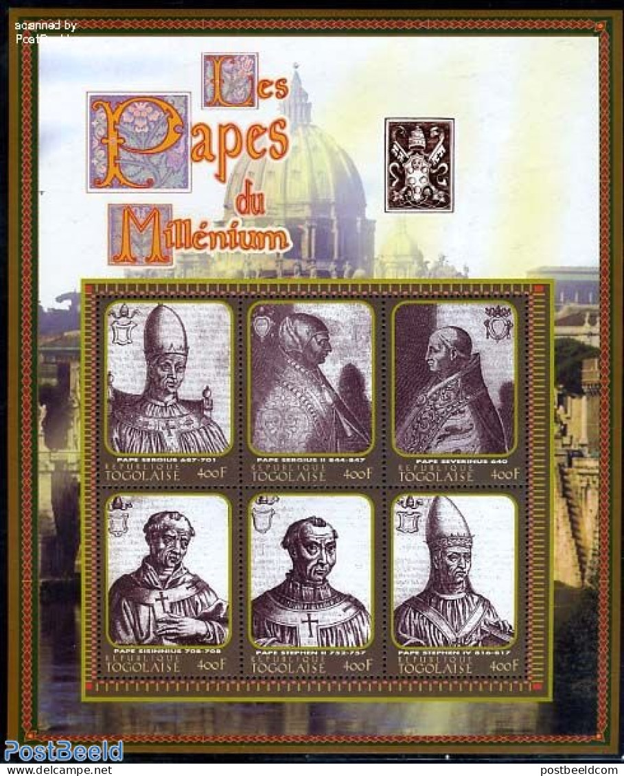 Togo 2000 Popes 6v M/s, Mint NH, Religion - Pope - Religion - Papes