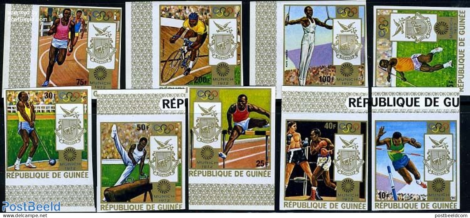 Guinea, Republic 1972 Olympic Games 9v Imperforated, Mint NH, Sport - Athletics - Olympic Games - Athletics