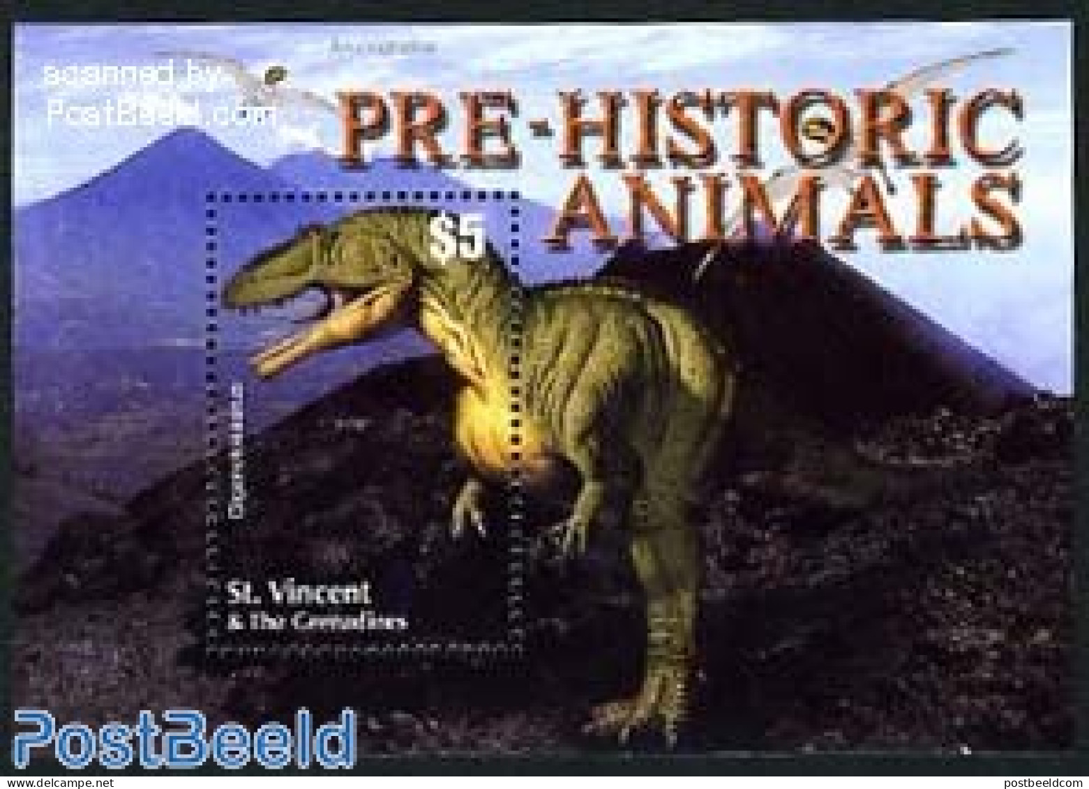 Saint Vincent 2003 Giganotosaurus S/s, Mint NH, Nature - Prehistoric Animals - Prehistorics