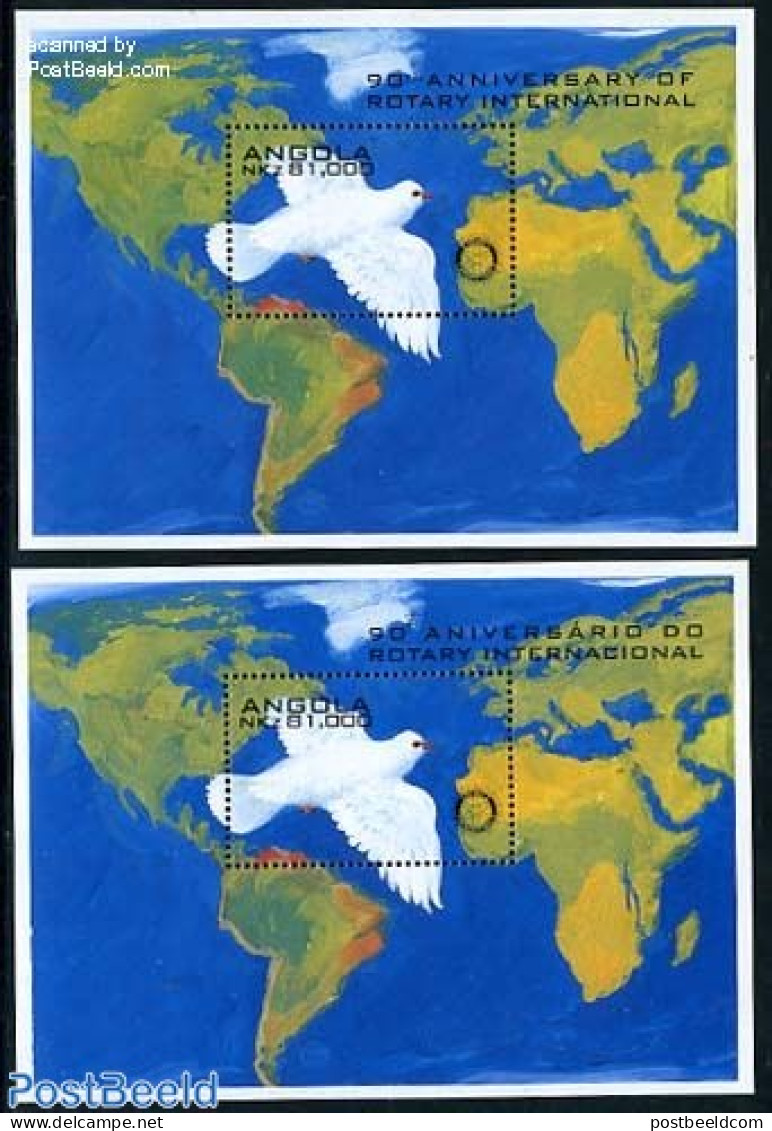 Angola 1995 Rotary Int. 2 S/s, Mint NH, Nature - Various - Birds - Maps - Rotary - Pigeons - Géographie