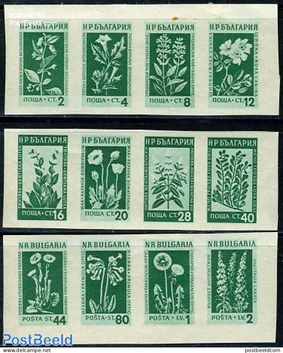 Bulgaria 1953 Flowers 12v Imperforated, Mint NH, Nature - Flowers & Plants - Unused Stamps