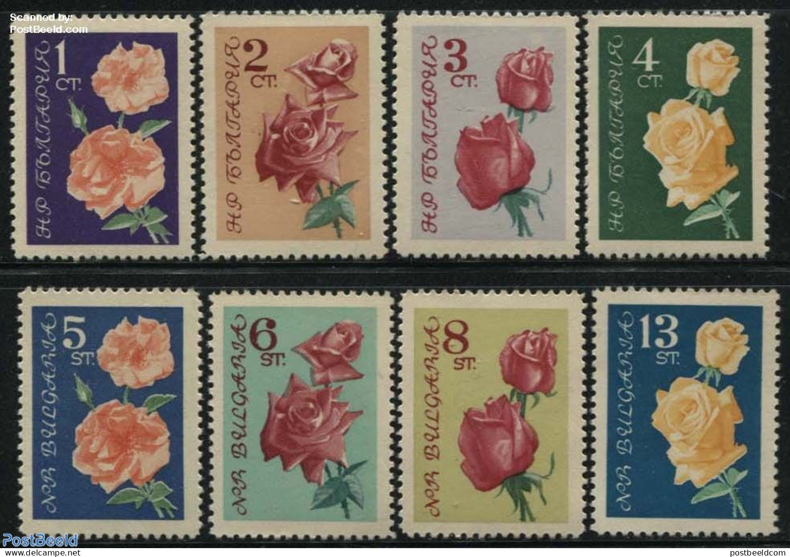 Bulgaria 1962 Roses 8v, Mint NH, Nature - Flowers & Plants - Roses - Ungebraucht