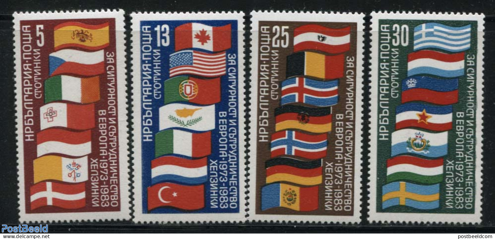 Bulgaria 1982 European Safety Conference 4v, Mint NH, History - Flags - Ungebraucht