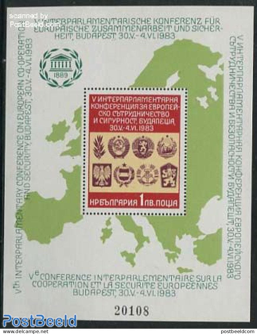Bulgaria 1983 European Safety Conference S/s, Mint NH, History - Coat Of Arms - Europa Hang-on Issues - Unused Stamps